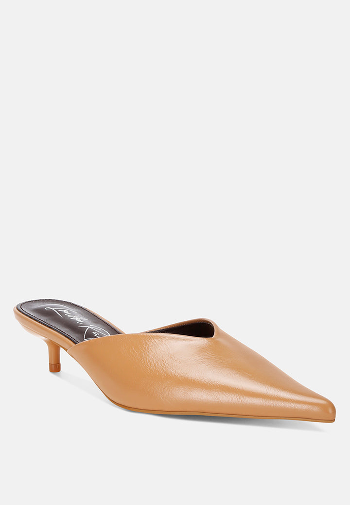 Revasta Kitten Heel Mules#color_tan