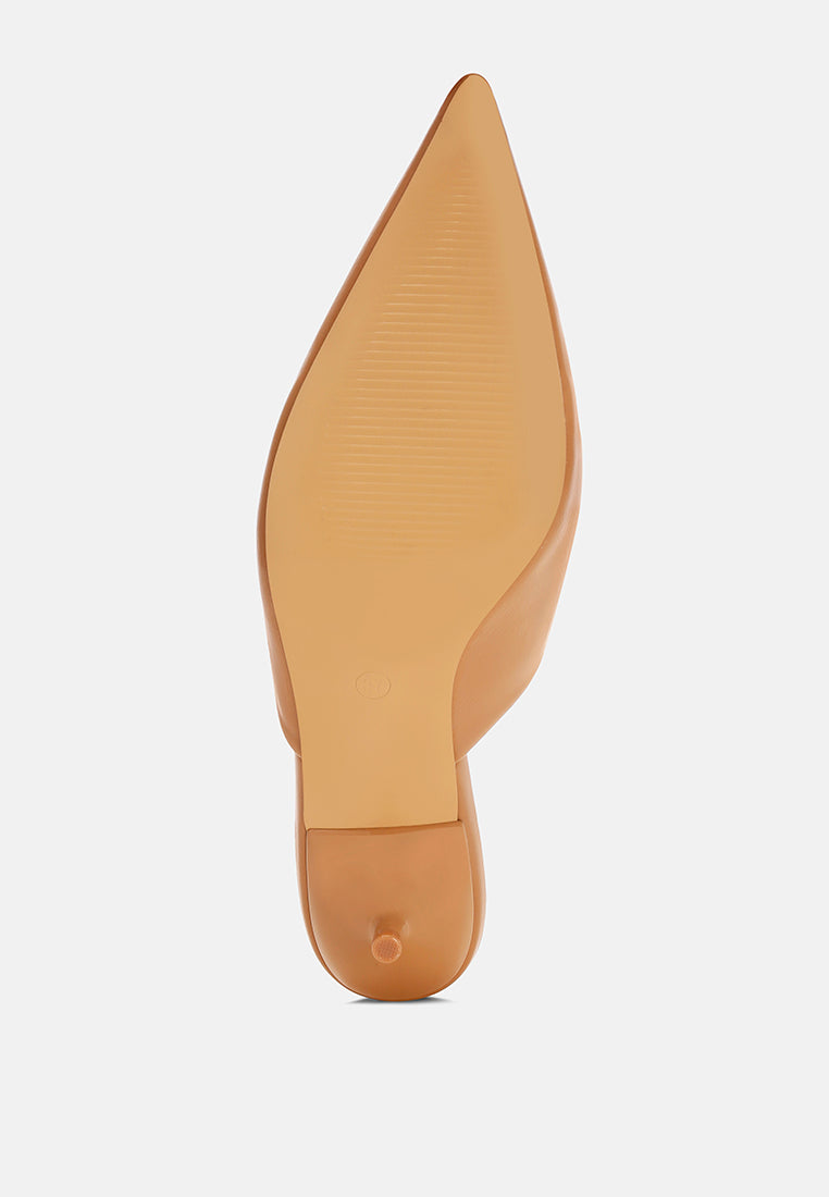 Revasta Kitten Heel Mules#color_tan