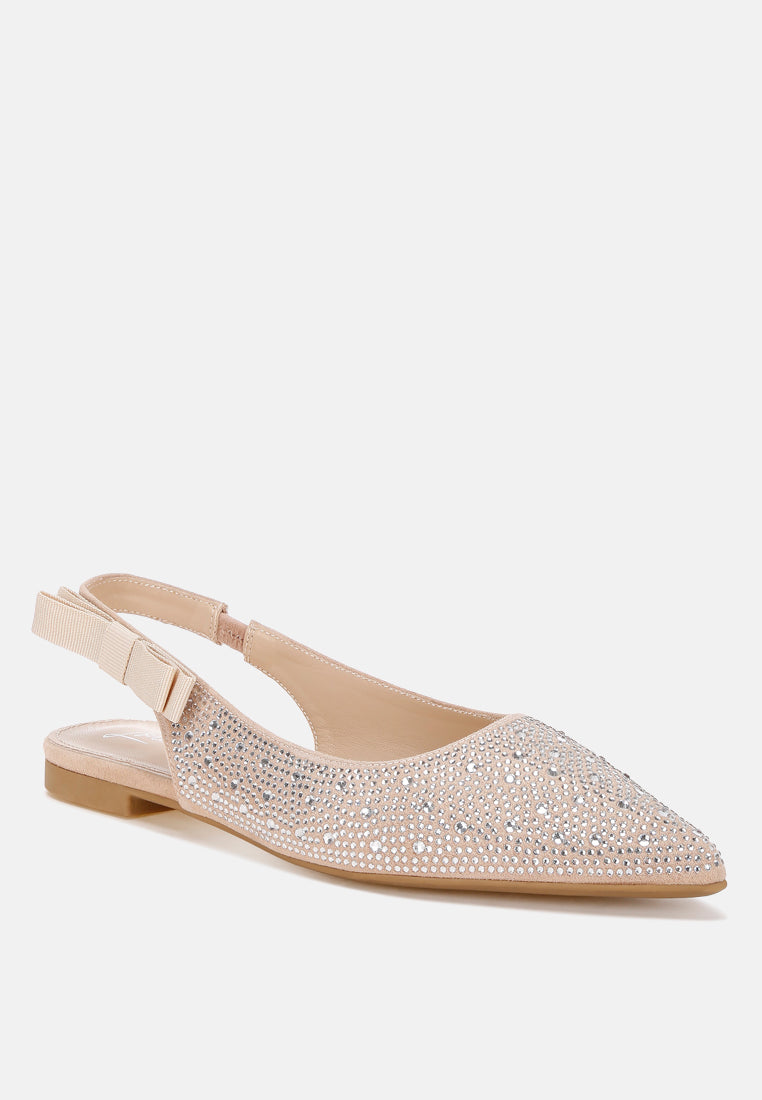 Firdisi Rhinestones Detail Flat Sandals#color_beige