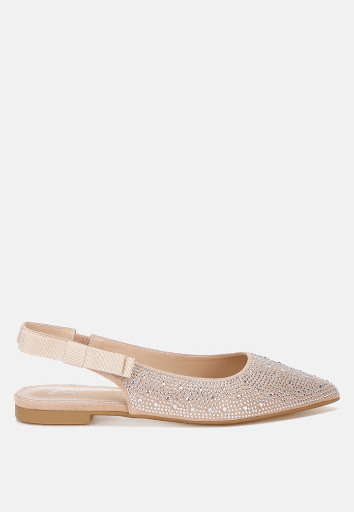 Firdisi Rhinestones Detail Flat Sandals#color_beige