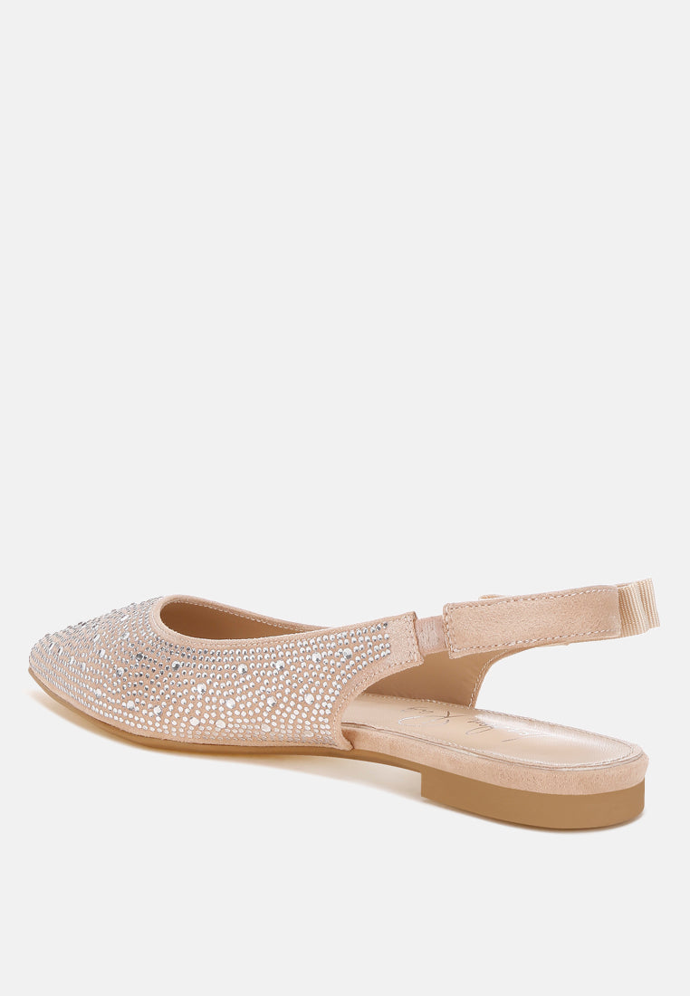 Firdisi Rhinestones Detail Flat Sandals#color_beige