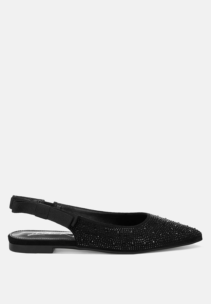 Firdisi Rhinestones Detail Flat Sandals#color_black