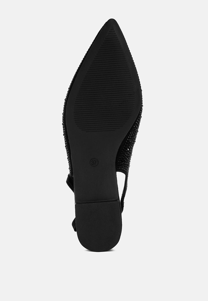 Firdisi Rhinestones Detail Flat Sandals#color_black