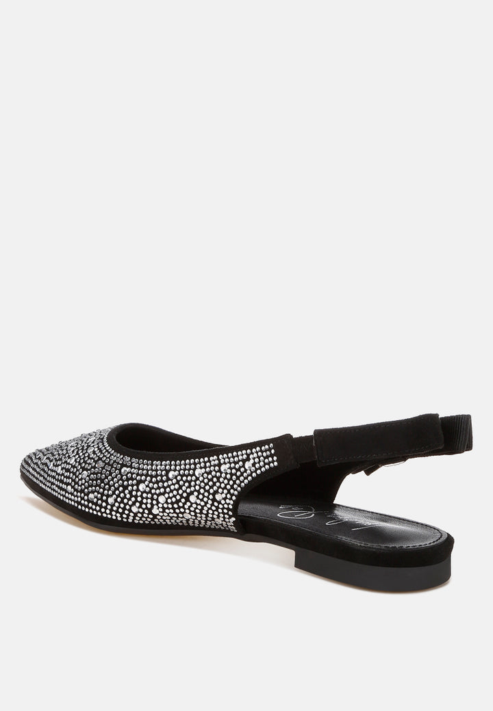 Firdisi Rhinestones Detail Flat Sandals#color_silver