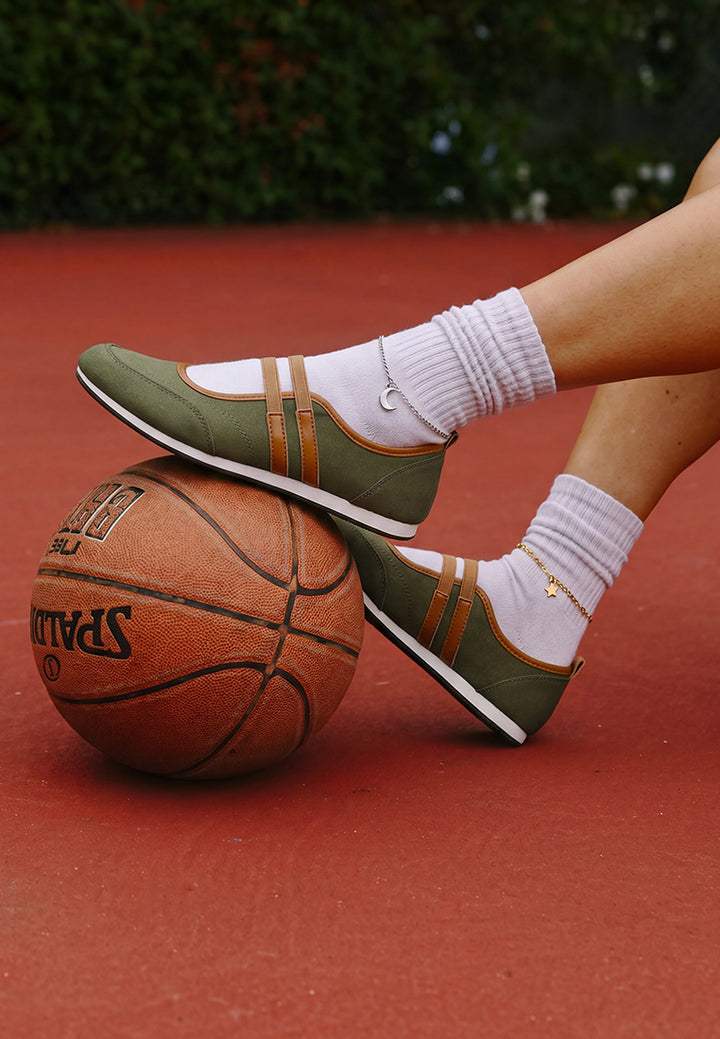 sorin elasticated midfoot strap sneakers#color_olive-green-smooth