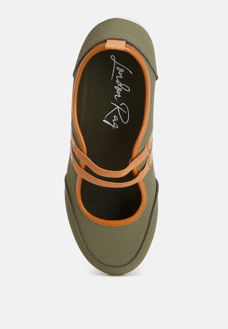 รองเท้าผ้าใบ Sorin Elasticated Midfoot Strap#สี_มะกอก-เขียว-เรียบ