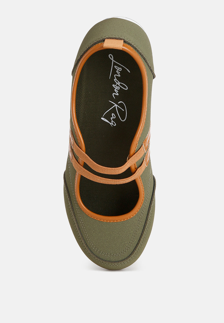 รองเท้าผ้าใบ Sorin Elasticated Midfoot Strap#สี_มะกอก-เขียว-เรียบ