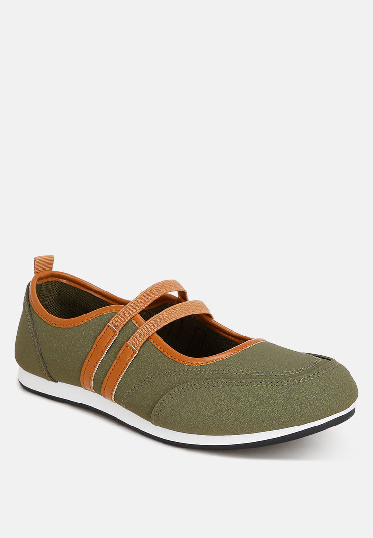 รองเท้าผ้าใบ Sorin Elasticated Midfoot Strap#สี_มะกอก-เขียว-เรียบ