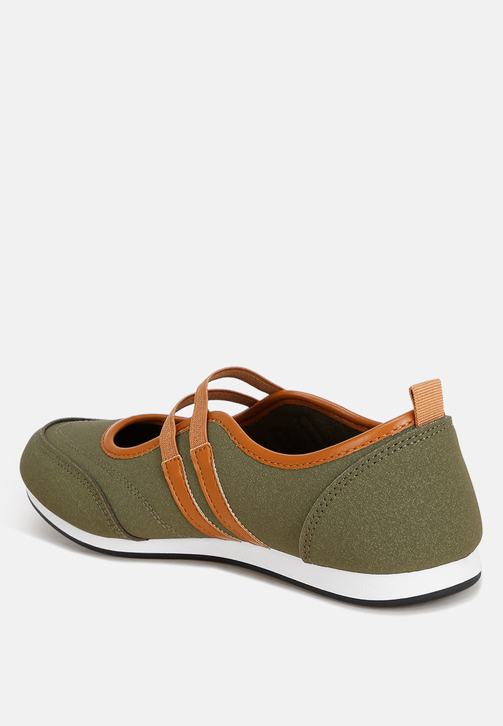 รองเท้าผ้าใบ Sorin Elasticated Midfoot Strap#สี_มะกอก-เขียว-เรียบ
