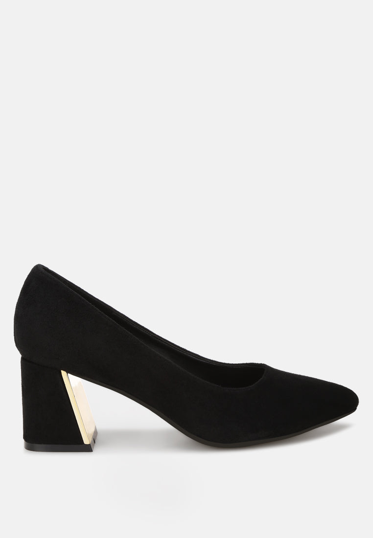 Cosma Pointed Toe Block Heels#color_black-suede