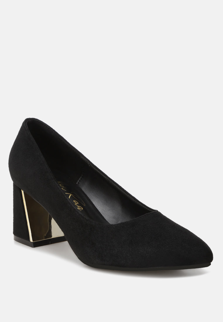 Cosma Pointed Toe Block Heels#color_black-suede