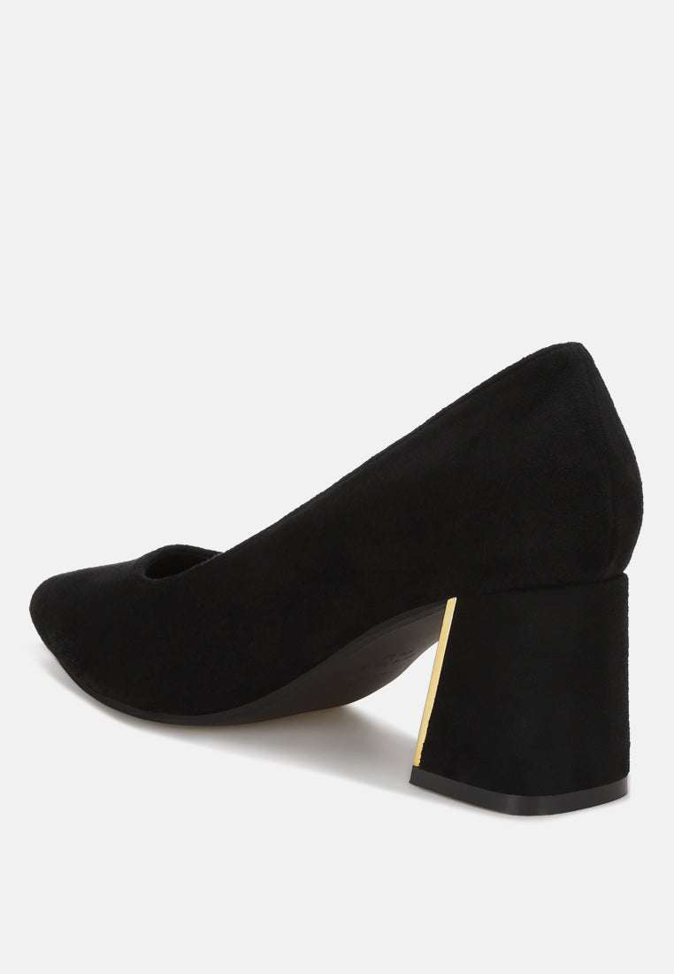 Cosma Pointed Toe Block Heels#color_black-suede