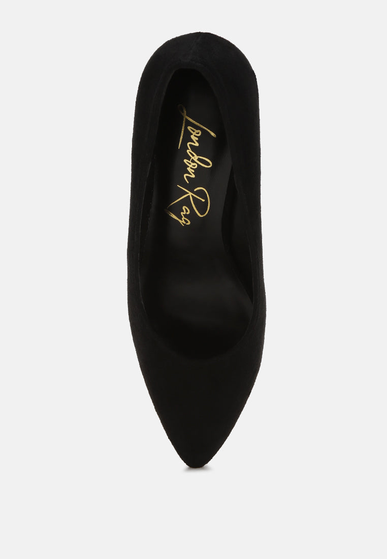 Cosma Pointed Toe Block Heels#color_black-suede
