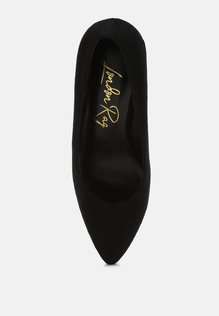 Cosma Pointed Toe Block Heels#color_black-suede