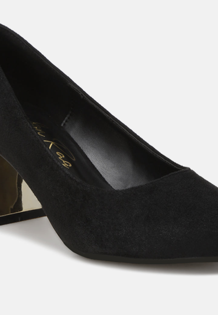 Cosma Pointed Toe Block Heels#color_black-suede