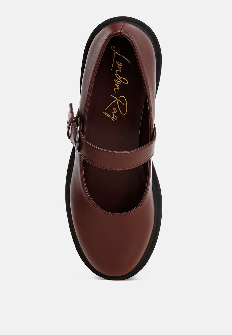 Hollister Low Heel Mary Jane Shoes#color_brown-smooth