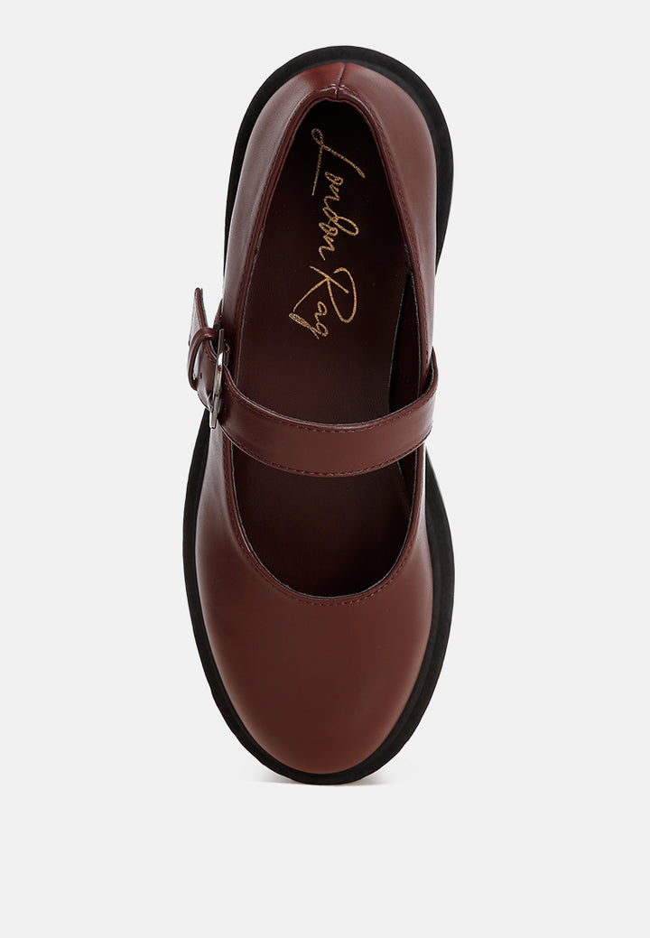 Hollister Low Heel Mary Jane Shoes#color_brown-smooth