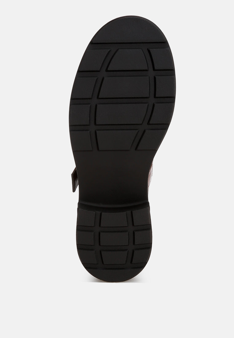 Hollister Low Heel Mary Jane Shoes#color_brown-smooth