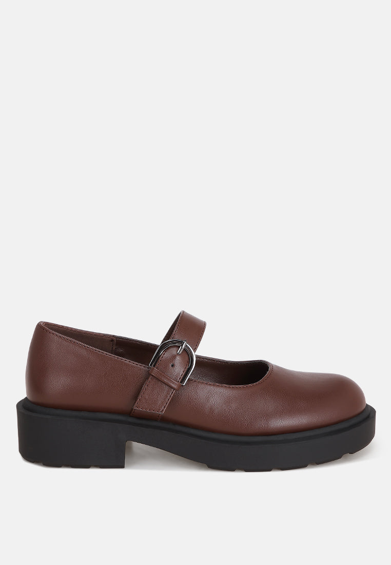 Hollister Low Heel Mary Jane Shoes#color_brown-smooth