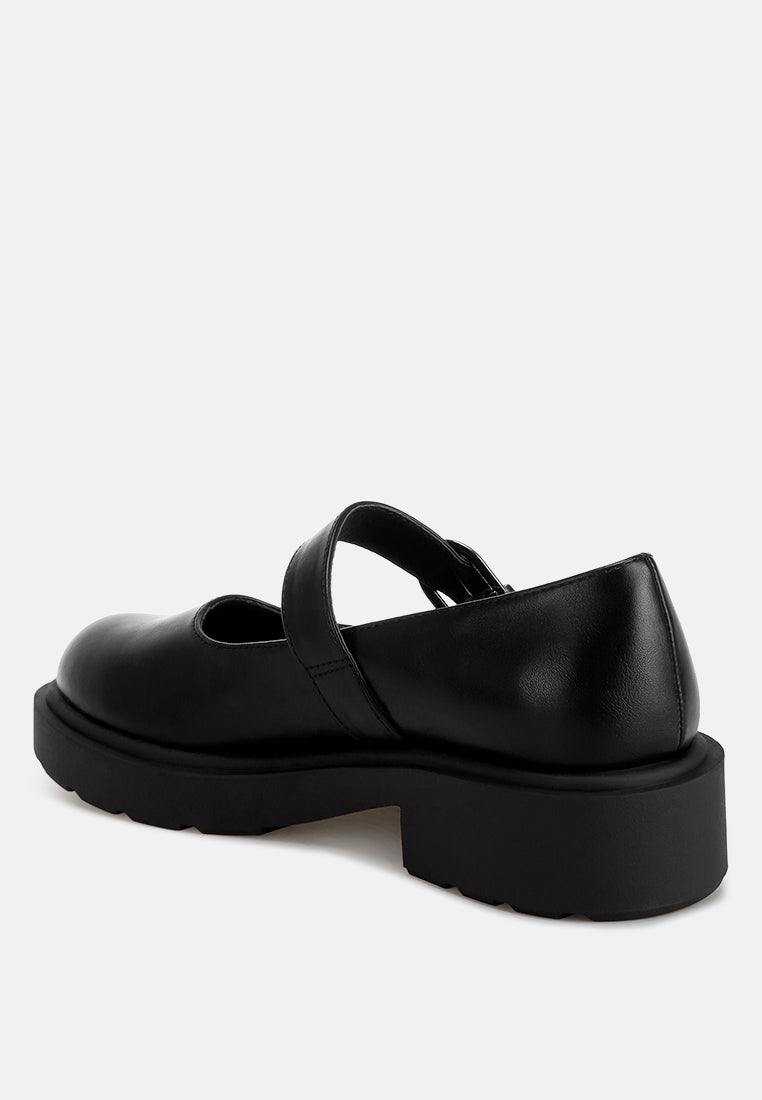 Hollister Low Heel Mary Jane Shoes#color_black-smooth