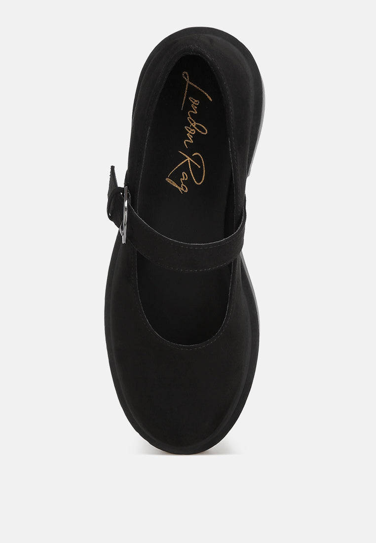 Hollister Low Heel Mary Jane Shoes#color_black-suede