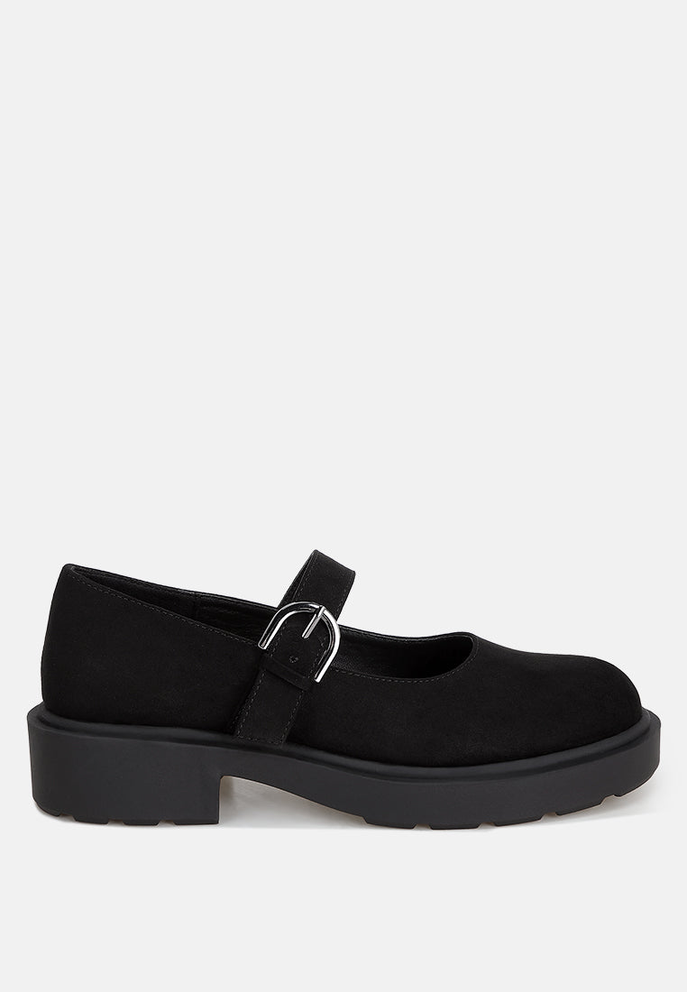 Hollister Low Heel Mary Jane Shoes#color_black-suede