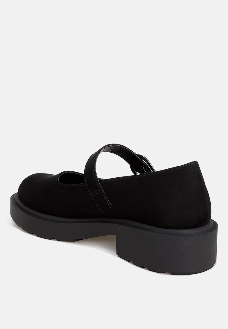 Hollister Low Heel Mary Jane Shoes#color_black-suede