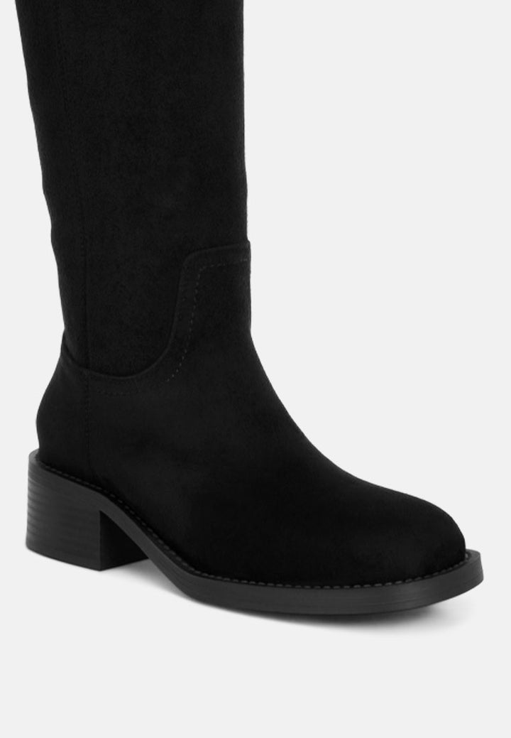 Pinasa Classic Square Toe Calf Boots#color_black-suede