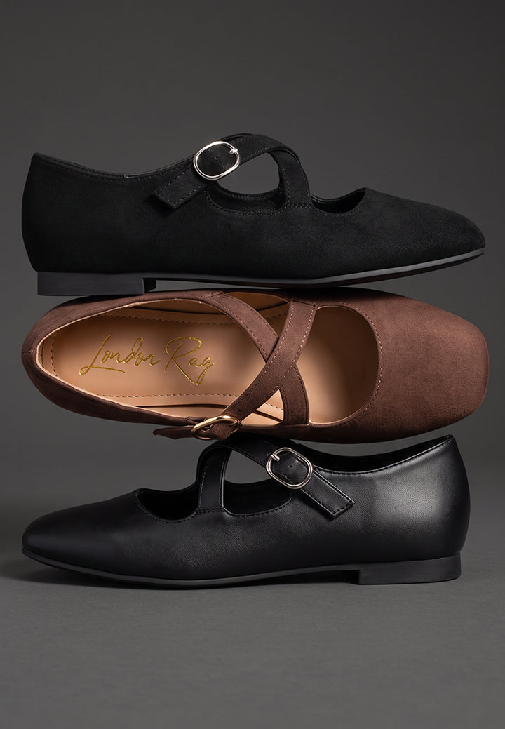 vonily criss cross straps ballet flats#color_black-suede