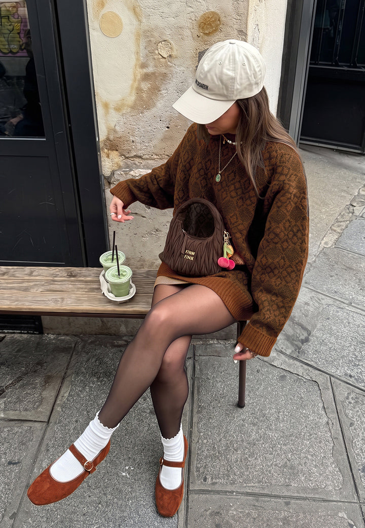 ninily mary jane flat ballerinas#color_brown-suede