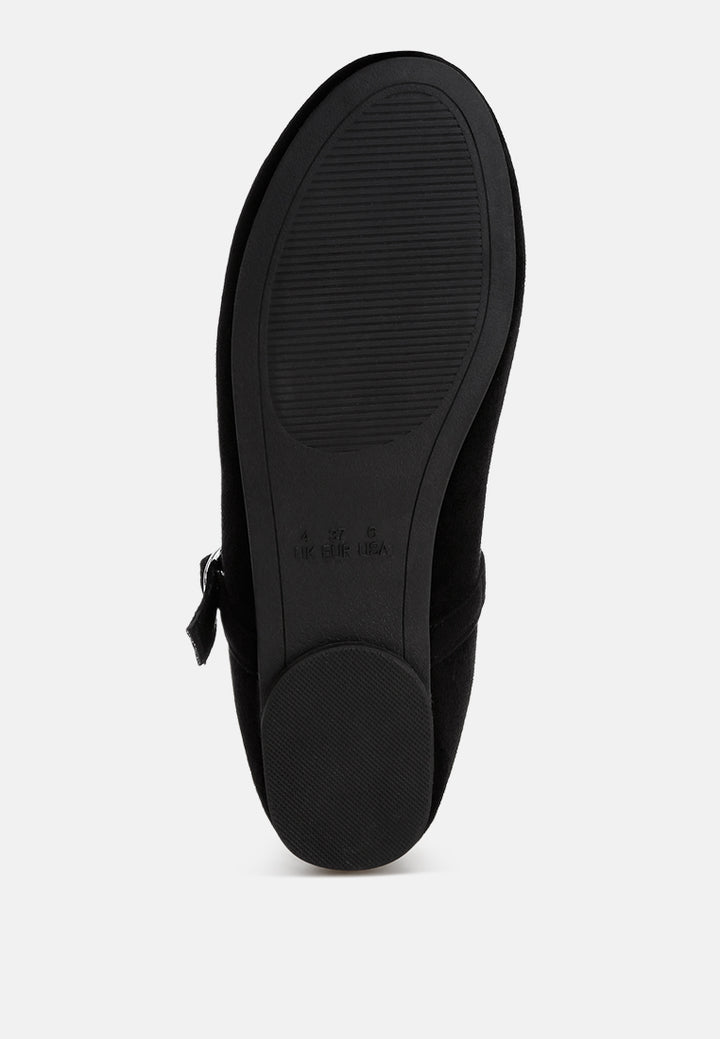 Montrose Mid Foot Pin Buckle Ballerinas#color_black-suede