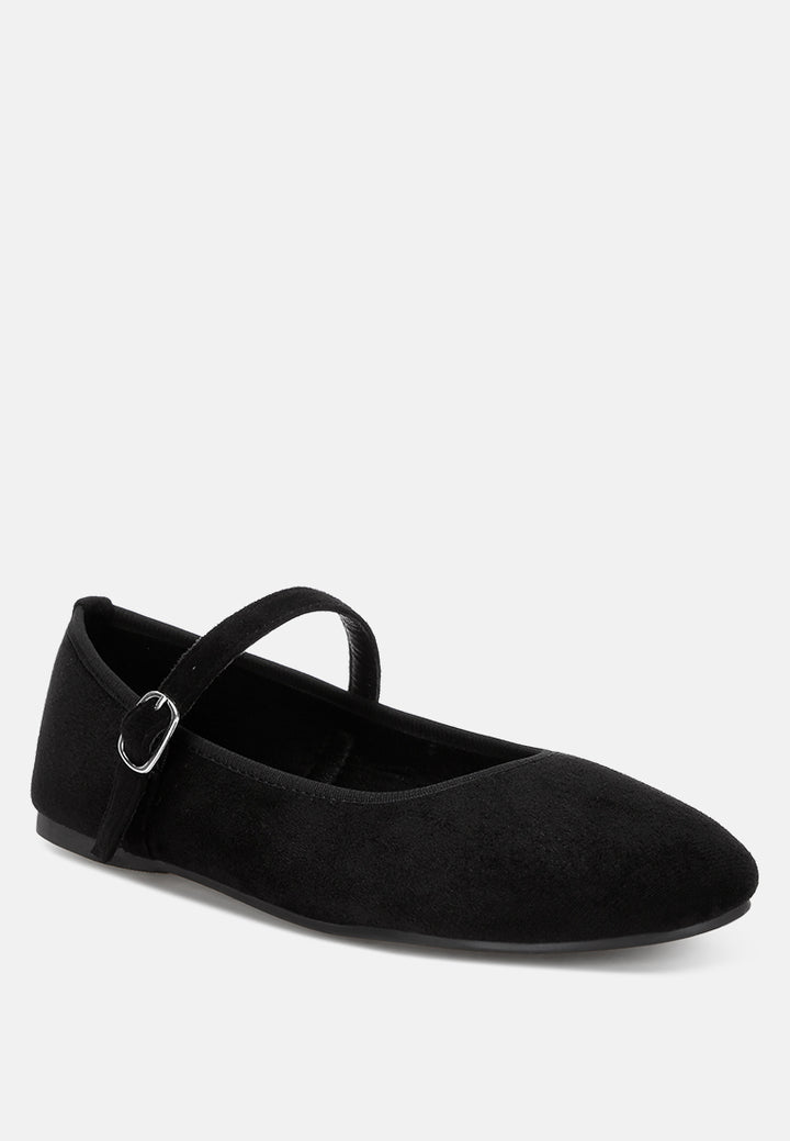 Montrose Mid Foot Pin Buckle Ballerinas#color_black-suede