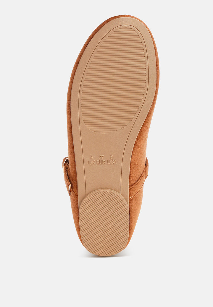 Montrose Mid Foot Pin Buckle Ballerinas#color_tan-suede