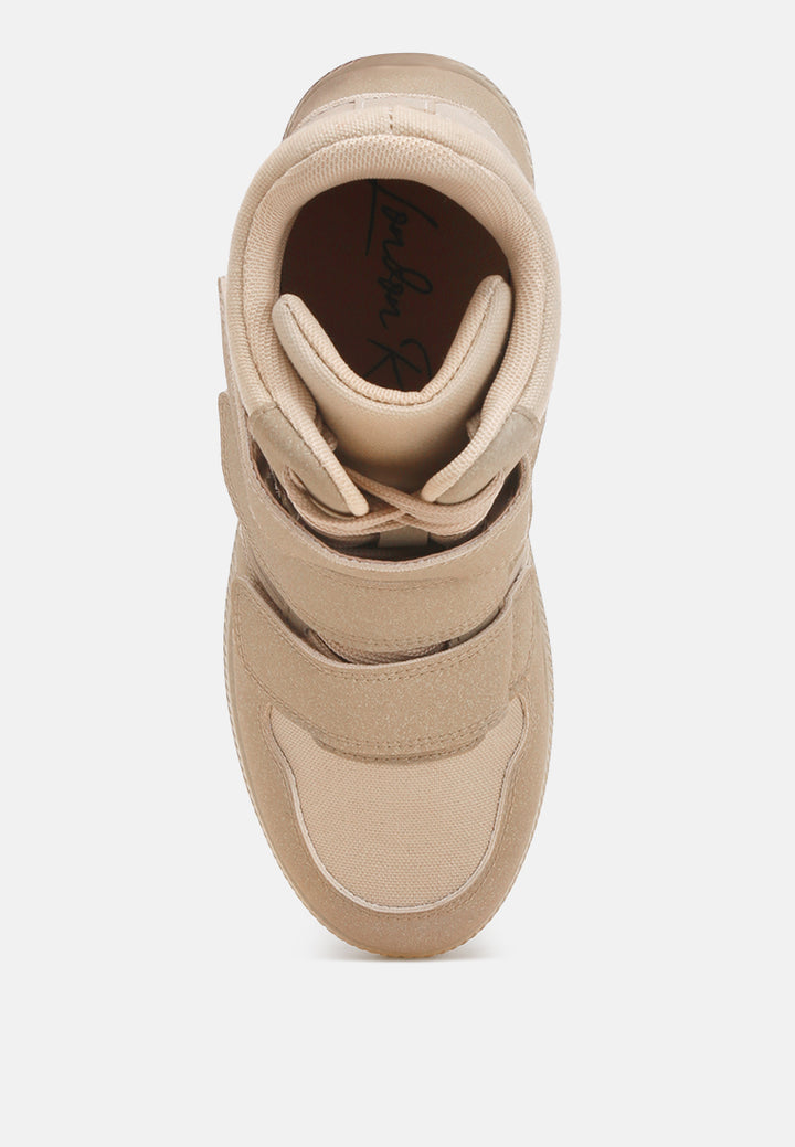 triple strap high-top sneakers by ruw#color_taupe
