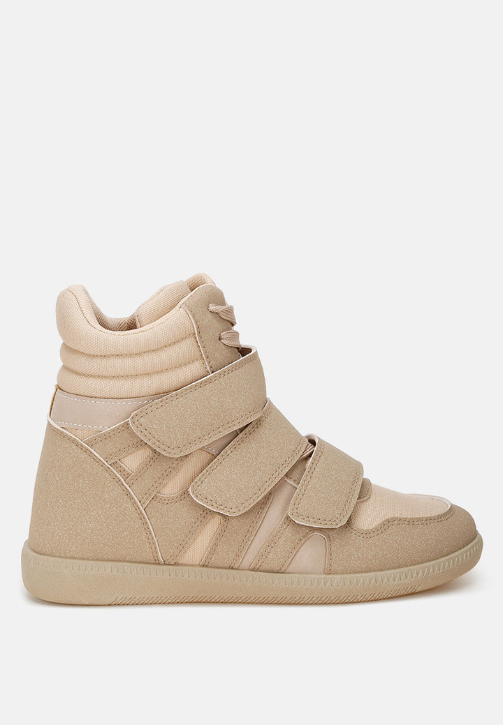triple strap high-top sneakers by ruw#color_taupe