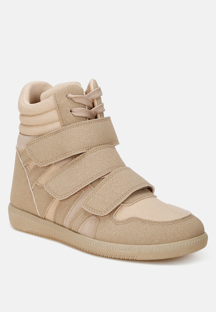 triple strap high-top sneakers by ruw#color_taupe