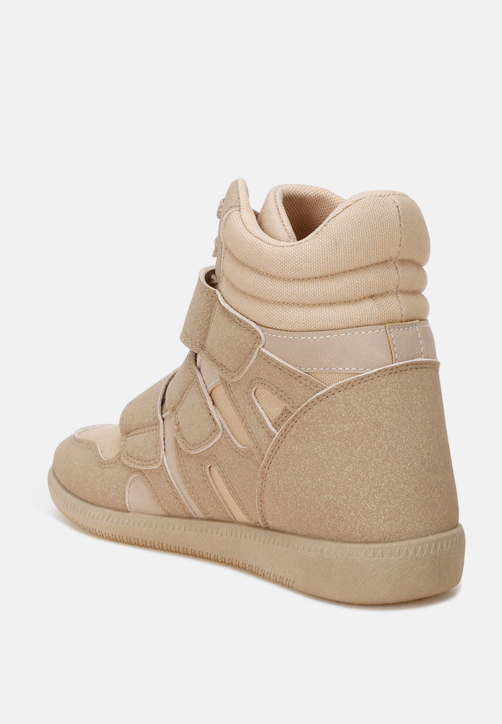 triple strap high-top sneakers by ruw#color_taupe