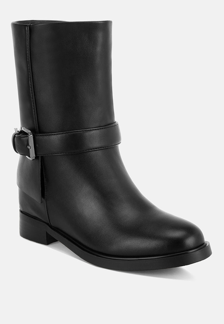 Tall & Taken Harness Detail Calf Boots#color_black-smooth