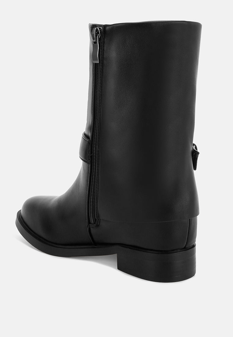 Tall & Taken Harness Detail Calf Boots#color_black-smooth