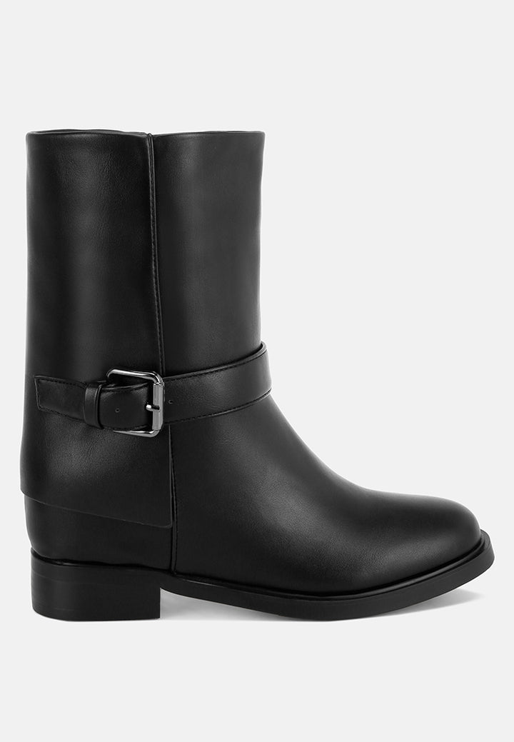 Tall & Taken Harness Detail Calf Boots#color_black-smooth