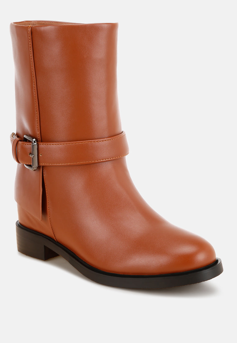 Tall & Taken Harness Detail Calf Boots#color_tan-smooth