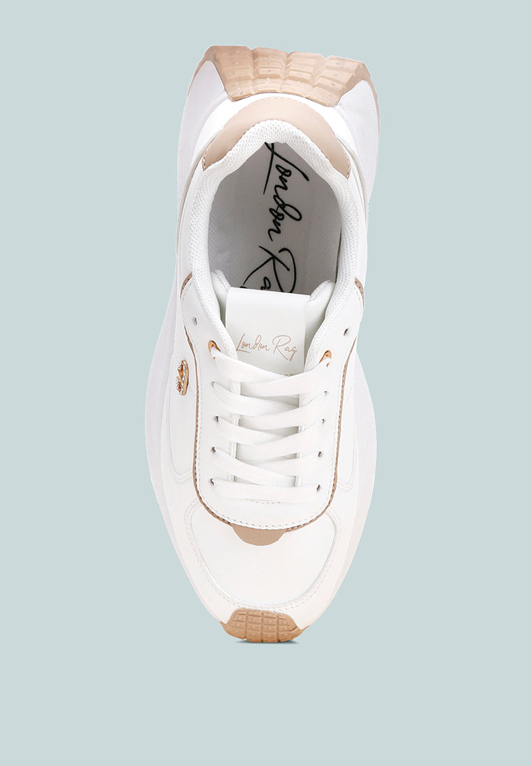 Tauasi Platform Sole Lace Up Sneakers#color_white