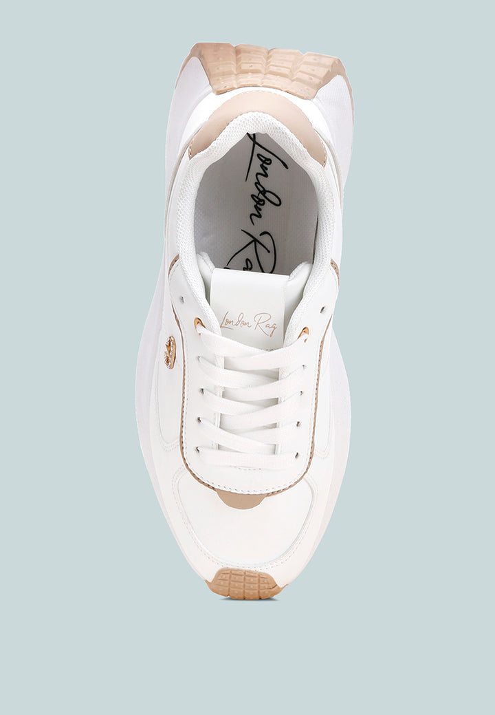 Tauasi Platform Sole Lace Up Sneakers#color_white