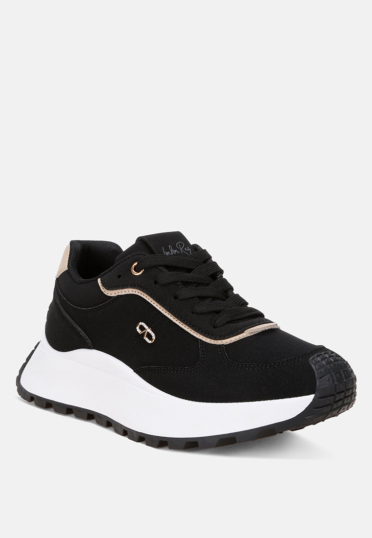 Tauasi Platform Sole Lace Up Sneakers#color_black