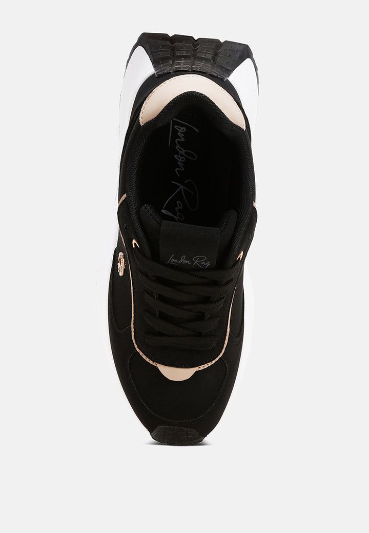 Tauasi Platform Sole Lace Up Sneakers#color_black