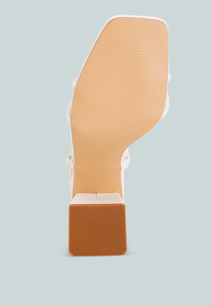 Porsiah Strappy Tie Up Block Heels#color_white