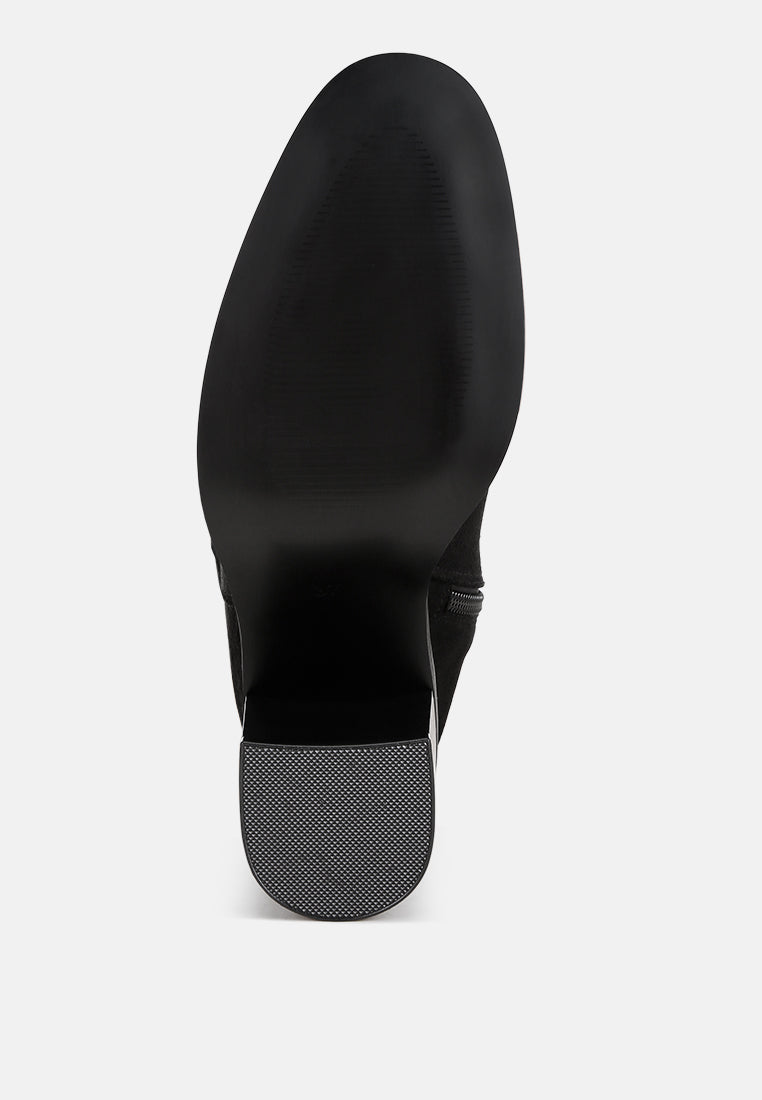 Sajama Round Toe Knee-High Boots#color_black-suede