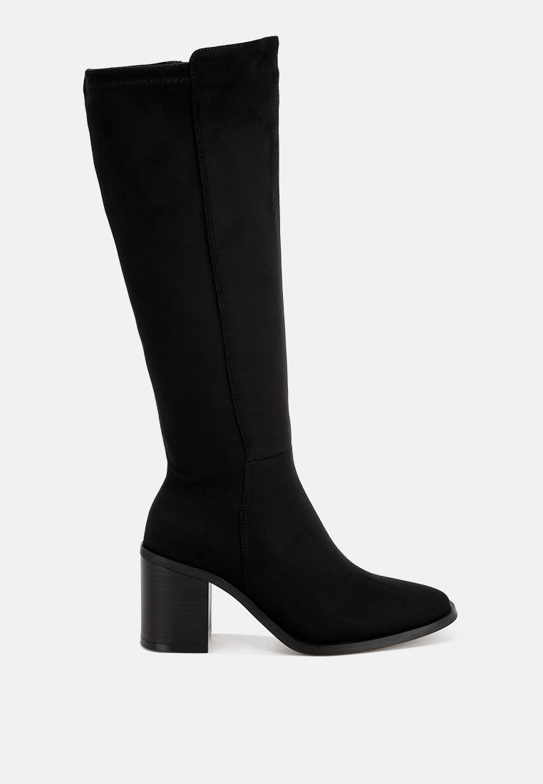 Sajama Round Toe Knee-High Boots#color_black-suede