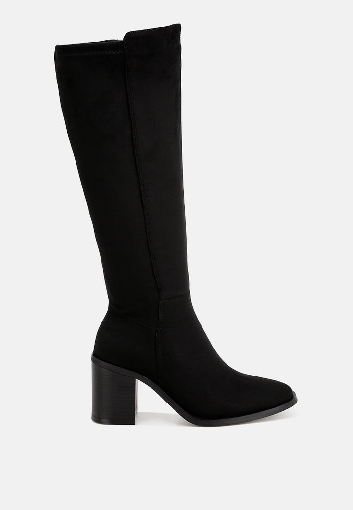 Sajama Round Toe Knee-High Boots#color_black-suede