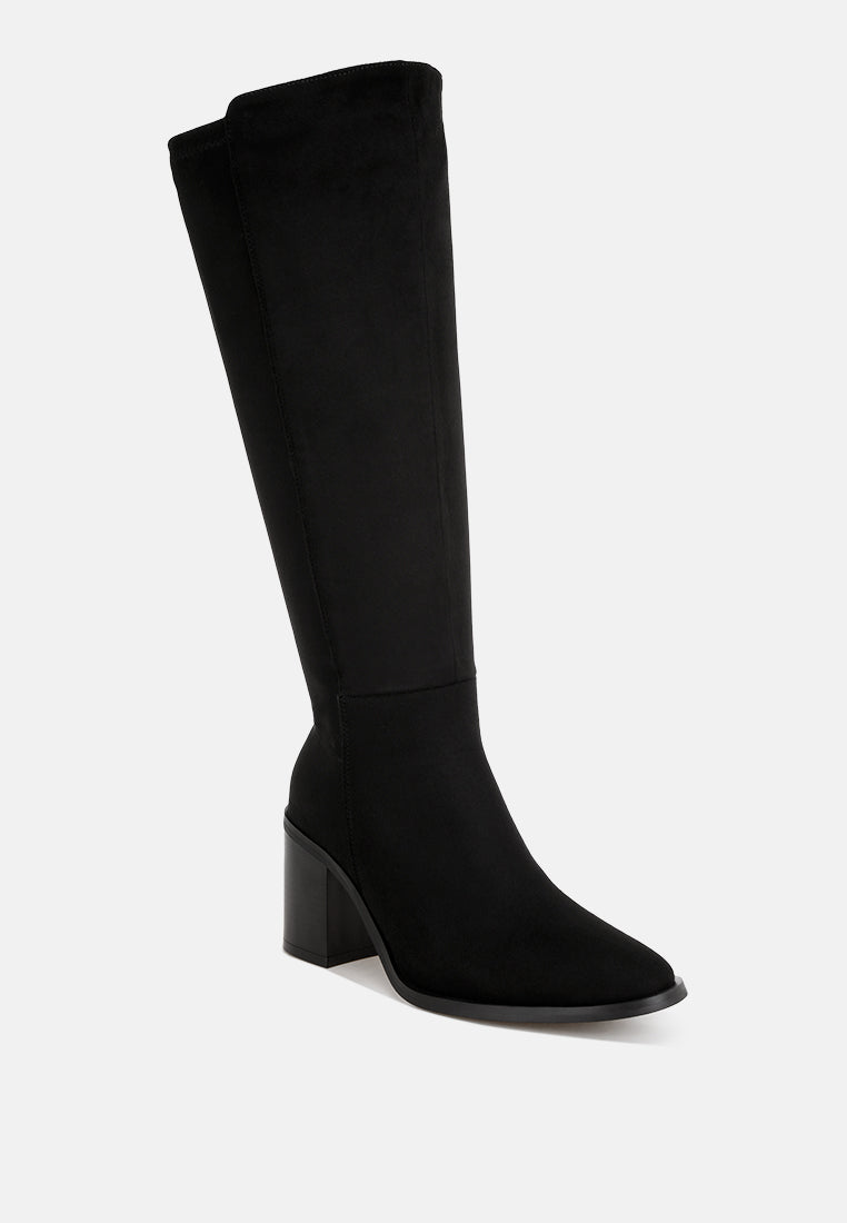 Sajama Round Toe Knee-High Boots#color_black-suede